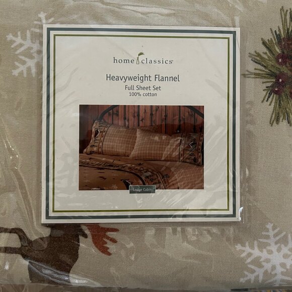 Cozy HOME CLASSICS Full-Size Flannel Sheet Set, with Rustic "Lodge Cabin" Motif - Picture 2 of 8